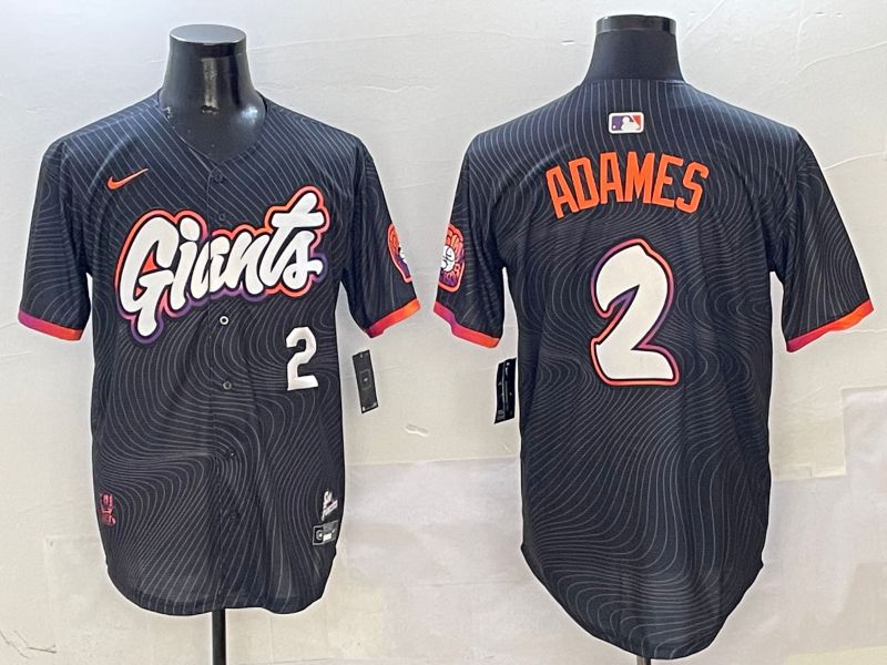 Men San Francisco Giants #2 Adames Black Second generation Joint Name Nike 2025 MLB Jersey style 4